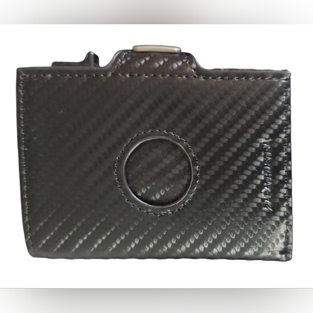 💰RFID Wallet Genuine Leather Air Tag Wallet Mens Carbon Fiber Minimalist Black